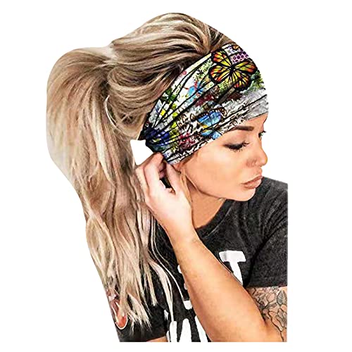 Bandana Women Wrap Band Kopf Haarreif Druck elastisches Haarband Stirnband Neon (Blue, One Size) von aaSccex