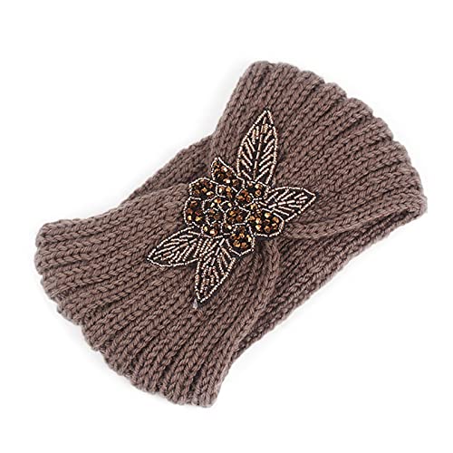 Damen-Stirnband mit Strahl-Stirnband Warmes Stirnband gestrickt mit Blumen-Stirnband Stirnbänder Damen Winter Schwarz (Coffee, One Size) von aaSccex