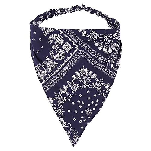 Elastisches Haartuch Vintage Dreieck Boho Kopftuch Bohemian Head Wrap Fußball Haarband Männer (Navy, One Size) von aaSccex