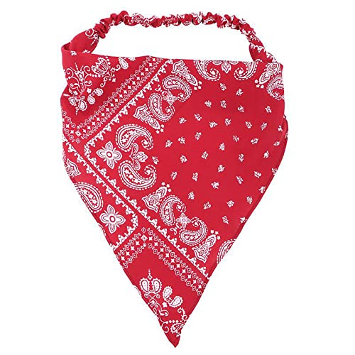 Elastisches Haartuch Vintage Dreieck Boho Kopftuch Bohemian Head Wrap Fußball Haarband Männer (Red, One Size) von aaSccex