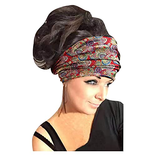 Elastisches Headband Druck Wrap Women Headband Headband hair Bandana Headband Schweißvorhang Schiene (Red, One Size) von aaSccex