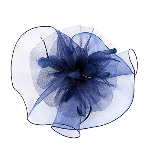 Fasching hat Flower Feather Meshed Tea Party Haarband für Frauen Stirnband Samt Schwarz (Blue, One Size) von aaSccex