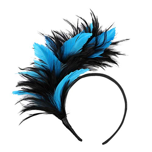 Flapper Colourful Headband Vintage-Fancy Kopfbedeckung Haarbänder Damen Sommer (Blue, One Size) von aaSccex