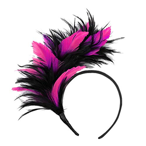 Flapper Colourful Headband Vintage-Fancy Kopfbedeckung Haarbänder Damen Sommer (Hot Pink, One Size) von aaSccex