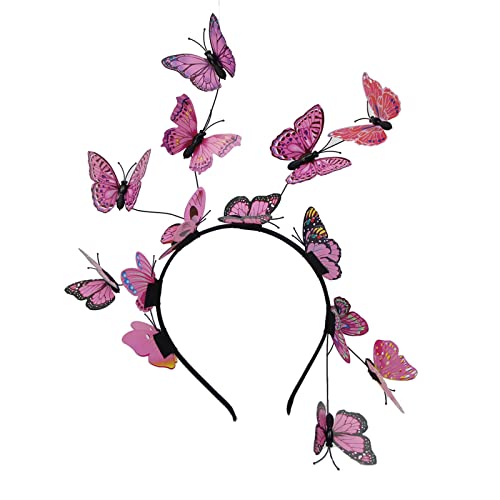 Frauen-Braut-Schmetterlings-Foto-Haarband-Haarschmuck Neon Kostüm Damen (Pink, One Size) von aaSccex