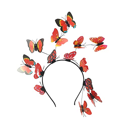 Frauen-Braut-Schmetterlings-Foto-Haarband-Haarschmuck Neon Kostüm Damen (Red, One Size) von aaSccex
