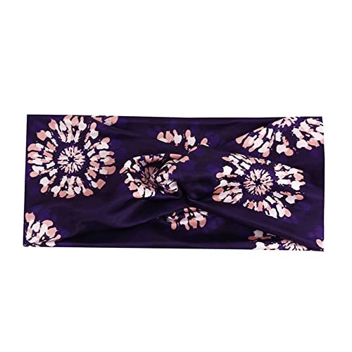 Frauen-Druck-Stirnband-elastischer Kopfwickel-Haarband-Bandana-Stirnband Kopfband (Purple, One Size) von aaSccex