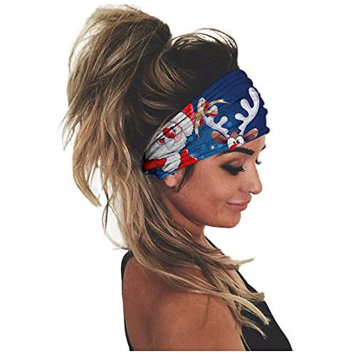 Frauen-Druck-Stirnband-elastischer Kopfwickel-Haarband-Bandana-Stirnband Schweißband Neon (Blue, One Size) von aaSccex