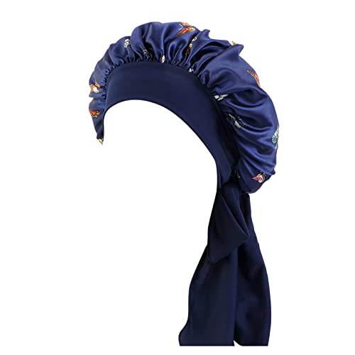 Frauen-Hut-Kappen-Haar-Turban-Wrap-Turban-Hüte-Bad-Dusch-Kappen-Baden-Hut-Haarschutz-Duschhauben- Schweißbänder Handgelenk Männer (Navy, One Size) von aaSccex