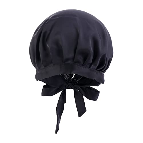 Frauen Hut Mütze Haar Turban Wrap Turban Hüte Bad Duschhaube Badehut Haarschutz Duschhauben Fahrrad Outfit Herren Sommer (Black, One Size) von aaSccex