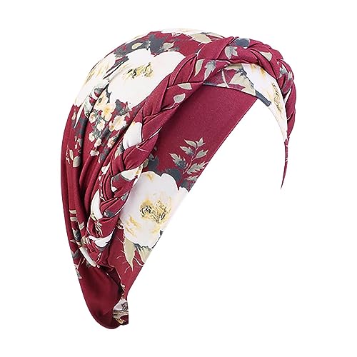 Frauen Kopftuch Hut Mütze Haarschal Turban Kopfwickel Turban Hüte Kopfbedeckung Fahrrad Windschutz (Wine, One Size) von aaSccex