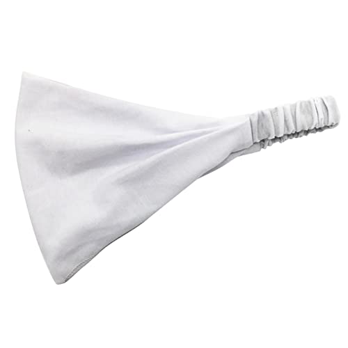 Frauen einfarbiges Stirnband elastisches Kopfwickel-Stirnband Bandana Ohrenwärmer Damen Schwarz (White, One Size) von aaSccex