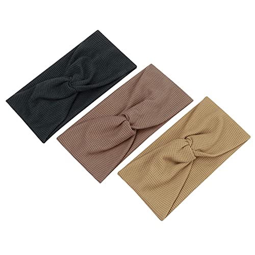 Für Frauen geknotetes breites Sport-Stirnband Solide Yoga-Stirnbänder Mode-Stirnband für Mädchen-Stirnbänder Elastizität Boho-Stirnband Stirnband Yoga (Beige,Coffee,Army Green, One Size) von aaSccex