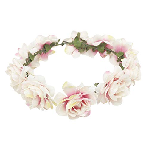 Garland Kronenkranz Frauen Headband Brautblüte Haare Braut Zubehör Band Laufen Schlüssel Tasche (White, One Size) von aaSccex