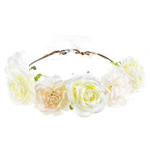 Haarkrone Frauenkranz Schönheit Haarreif Blumenkopfband Haarreif Blütenkopfband Stirnbänder Für Damen (White, One Size) von aaSccex