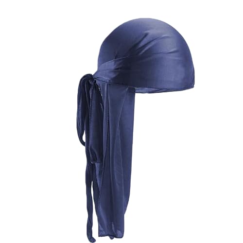 Herren- und Damen-Seiden-Kopftuch mit langem Schwanz Fahrrad Stirnband (Navy, One Size) von aaSccex