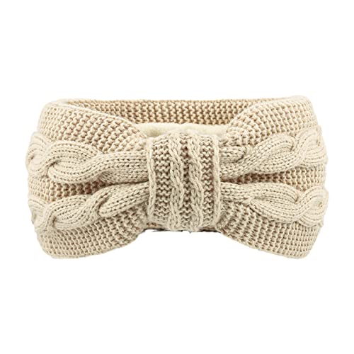 Hüte Solide Häkeln Splice Bow Lässige Damen Outdoor Knit Holey Stirnband Stirnband Laufstirnband Damen Winddicht (Beige, One Size) von aaSccex