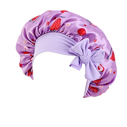 Kinder Jungen Hut Mütze Haar Turban Wickel Turban Hüte Bad Duschhaube Badehut Haarschutz Duschhauben Schlummertrunk Stirnbänder Mädchen 7 Jahre (Purple, One Size) von aaSccex