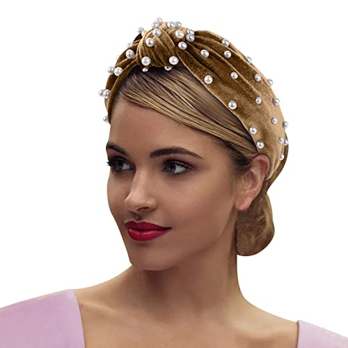 Knoten geknotet Retro-Nagel-Stirnband Samt-Perlen-Zubehör mittleres Stirnband-Haar-Stirnband Bartperlen Set (Gold, One Size) von aaSccex