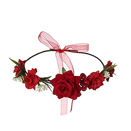 Krone Haarreif Frauen weiblicher weiblicher Blumenkranz Haare Haarreif Blume Headband Schweißband Herren Stirn (A, One Size) von aaSccex