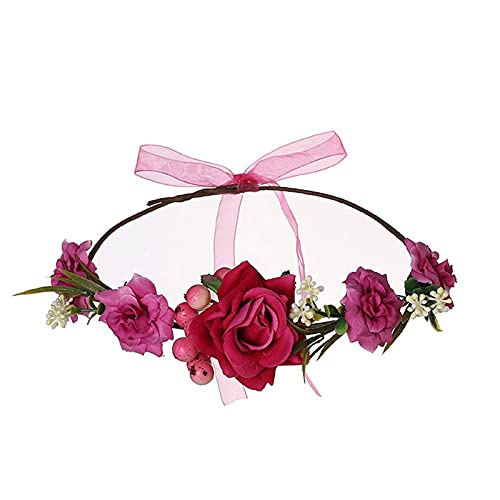 Krone Haarreif Frauen weiblicher weiblicher Blumenkranz Haare Haarreif Blume Headband Schweißband Herren Stirn (B, One Size) von aaSccex