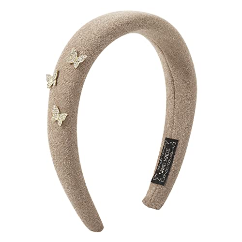 Mode Stirnbänder für Frauen Mädchen Stirnbänder Vintage Schmetterling Stirnband breite Haarknoten Haarreifen für lässige Hochzeit Squashschläger Griffband (A, One Size) von aaSccex