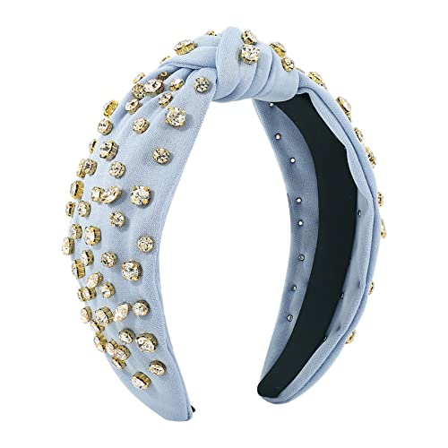 Modische Stirnbänder für Frauen Mädchen Stirnbänder Vintage Stirnband breiter Knoten Strass Haarreifen für lässige Hochzeit Schweißtuch Für Köche (BU2, One Size) von aaSccex