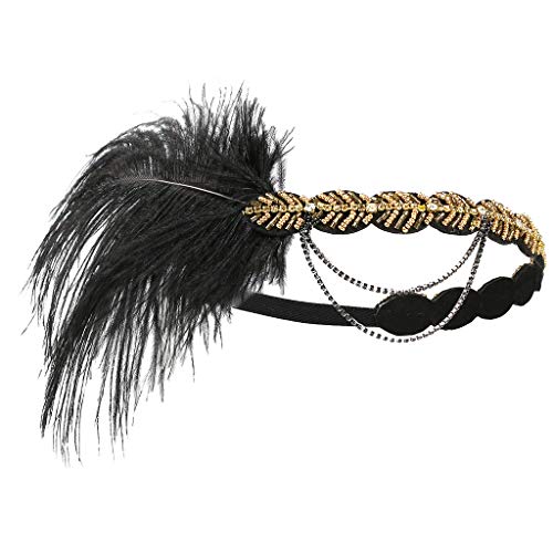 Party Stirnband Haar Damen Blumenband Hut Hut Clip Zubehör Elegantes Stirnband Einfädelhilfe Bartperle (Black, One Size) von aaSccex