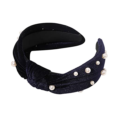 Perlenstirnband Geknotetes Stirnband Haarschmuck Waschstirnband Stirnband Damen Schwarz Schmuck (C, One Size) von aaSccex