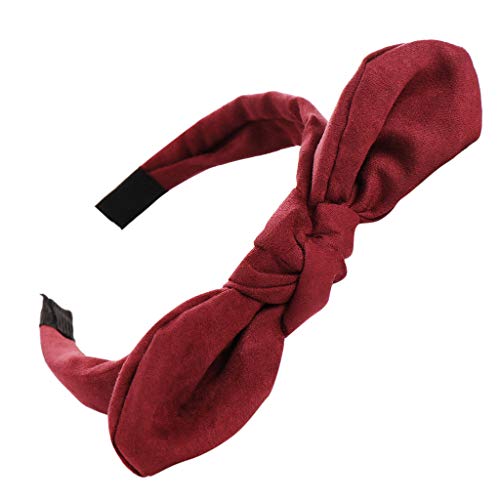 Süße Frauen Bereifung Haare Mädchen Haarbügel Knoten Haarreif Fashion-Kopf-Schleife Wildleder Yoga Haarband (Wine, One Size) von aaSccex