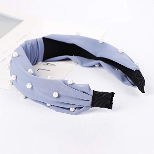 Süße Mädchen Haare Perlen Mode Bogen Haare Kopf Knoten Headband Frisband Hoop Frauen Headband Sportanzug Damen Kurz (Blue, One Size) von aaSccex