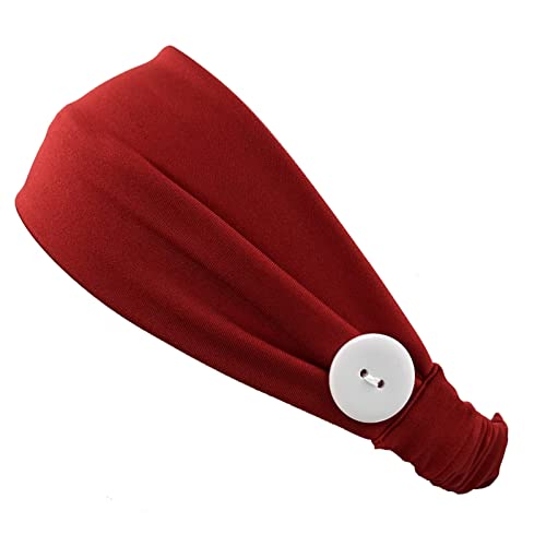 Workout Elastic Running Turban mit Knopf Haarschmuck Yoga Stirnband Hörband Haarreifen Zickzack (Red, One Size) von aaSccex