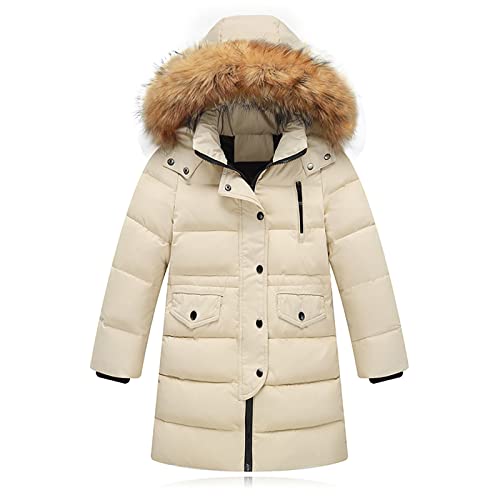aaSccex Baby Kinder Wintermäntel Kinderjacken Lang Einfarbige Kapuzenmantel Dicke Warme Kleidung Steppjacke Regular Warm Outwear Baumwolljacke Einfarbig Outwearorn mit warm Kunstfell von aaSccex