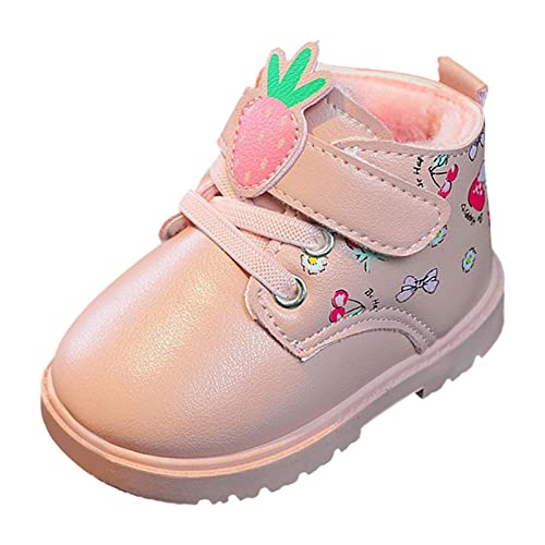 aaSccex Kinder Boots Mädchen Stiefeletten Niedlichen Cartoon Obst Muster Blumendruck Stiefel Rutschfest Leicht Boots mit Klettverschluss Einfaches Design Süß und Elegant von aaSccex