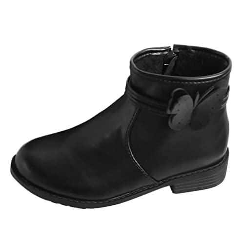 aaSccex Mädchen Stiefeletten Kinder Boots Mädchen Prinzessin Schuhe Einfarbig Mid Chunky Heel Warme Stiefel Bequem Niedlicher Bowknot Winterschuhe Winterstiefel von aaSccex