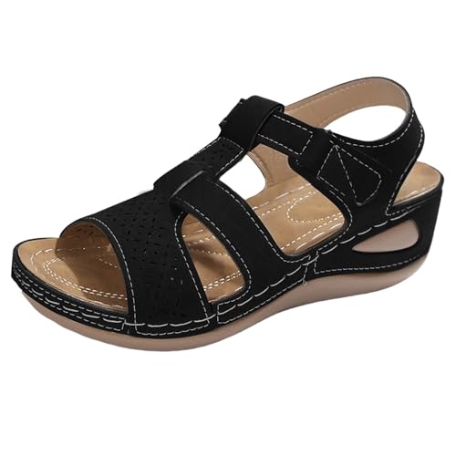 aaSccex Schwarze Keilsandalen für Damen, geschlossene Zehensandalen für Damen, breite Passform, römische Sandalen, Damengröße, Sommer-Slipper, Freizeitschuhe, Damenpantoffeln, Hausschuhe, Hausschuhe aaSccex Schwarze Keilsandalen für Damen, geschlossene Zehensandalen für Damen, breite Passform, römische Sandalen, Damengröße, Sommer-Slipper, Freizeitschuhe, Damenpantoffeln, Hausschuhe, Hausschuhe von aaSccex