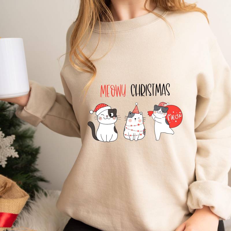 Weihnachtspullover, Weihnachtspulli, Nikolaus Geschenk, Geschenk Weihnachten, Winterpullover, Katzen Weihnachtspullover von aabcBoutique