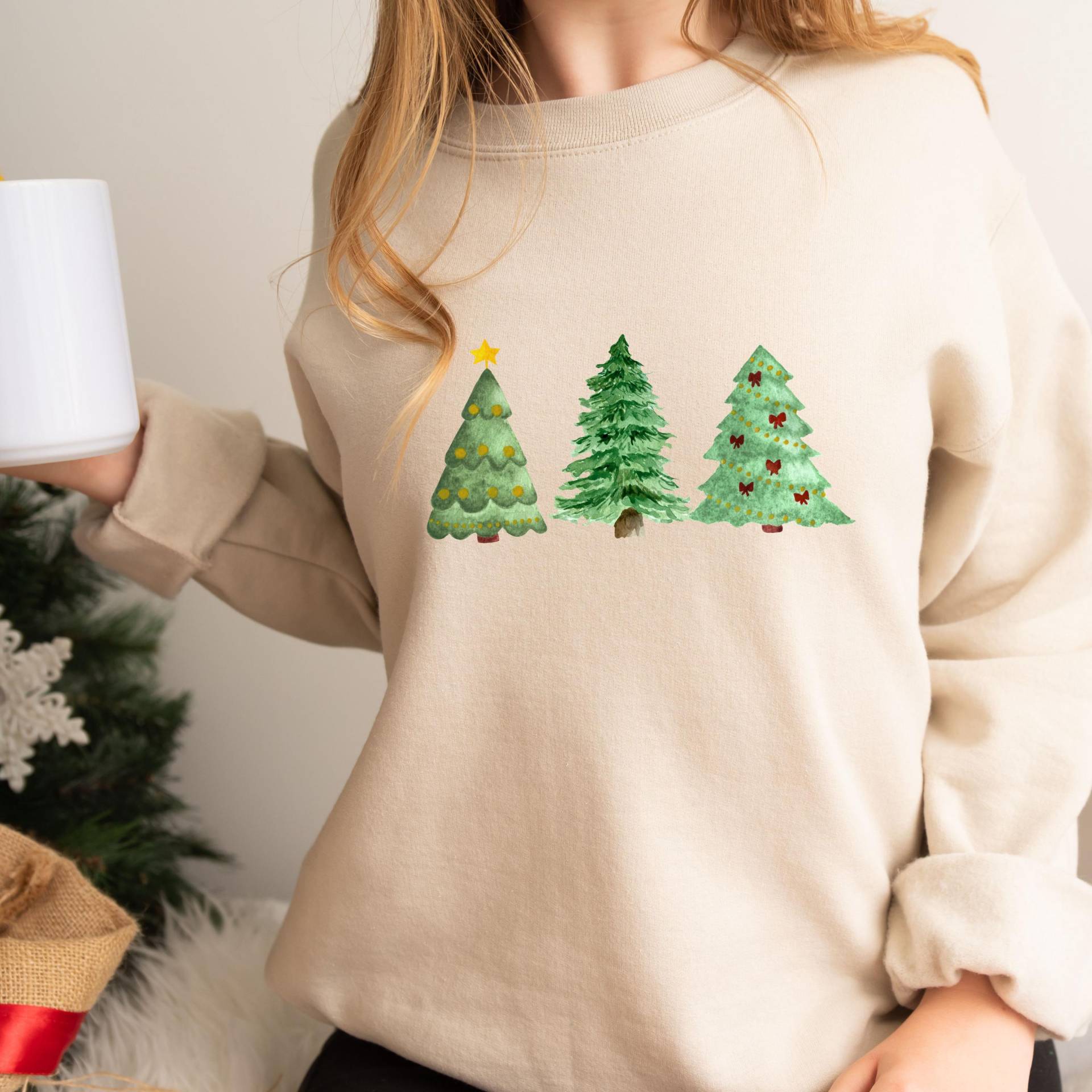 Weihnachtspullover, Weihnachtspulli, Nikolaus Geschenk, Geschenk Weihnachten, Winterpullover, Weihnachten Sweatshirt, Weihnachtsbaum Pullover von aabcBoutique