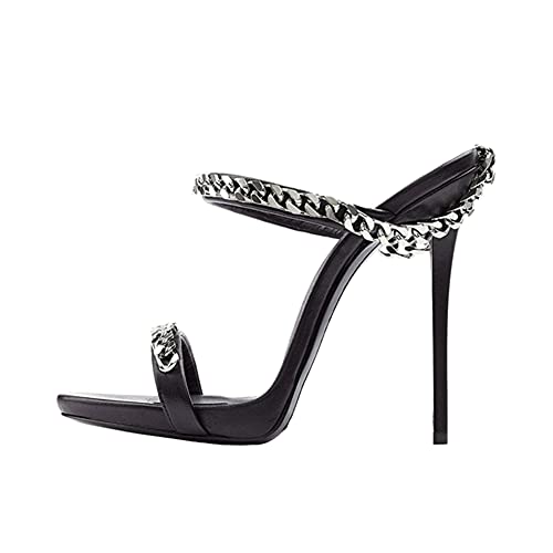 aanieshoeya Pantoletten Damen Comfort Modern Elegant Mules Sandalen High Heels Absatz Stiletto Sommer Schwarz 40EU von aanieshoeya