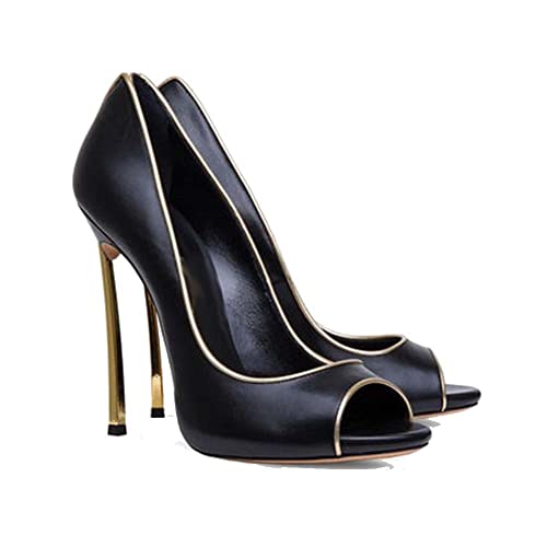 aanieshoeya Pumps Damen Elegant Comfort Peeptoes Absatz High Heels Stilettos Sommer Schwarz 36EU von aanieshoeya