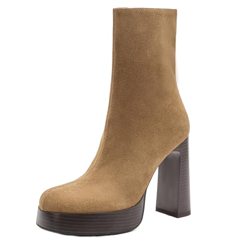 aanieshoeya Stiefeletten Damen Elegant Wildleder Ankle Boots for Women High Heels Absatz Blockabsatz Plateau Apricot 35CN 35EU 22.5cm aanieshoeya Stiefeletten Damen Elegant Wildleder Ankle Boots for Women High Heels Absatz Blockabsatz Plateau Apricot 35CN 35EU 22.5cm von aanieshoeya