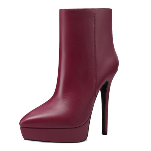 aanieshoeya Stiefeletten Damen Leder Elegant Modern Stiefel Ankle Boots for Women High Heels Absatz Plateau Weinrot 40CN 39EU 25cm aanieshoeya Stiefeletten Damen Leder Elegant Modern Stiefel Ankle Boots for Women High Heels Absatz Plateau Weinrot 40CN 39EU 25cm von aanieshoeya