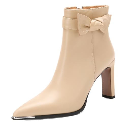 aanieshoeya Stiefeletten Damen Leder Elegant Stiefel Ankle Boots for Women High Heels Absatz Apricot 36CN 36EU 23cm aanieshoeya Stiefeletten Damen Leder Elegant Stiefel Ankle Boots for Women High Heels Absatz Apricot 36CN 36EU 23cm von aanieshoeya