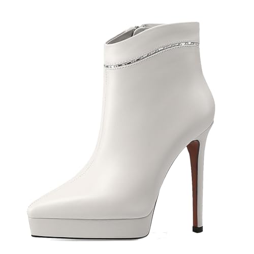 aanieshoeya Stiefeletten Damen Leder Stiefel Elegant Ankle Boots Women Komfort Absatz High Heels Plateau Beige 35CN 35EU 22.5cm aanieshoeya Stiefeletten Damen Leder Stiefel Elegant Ankle Boots Women Komfort Absatz High Heels Plateau Beige 35CN 35EU 22.5cm von aanieshoeya