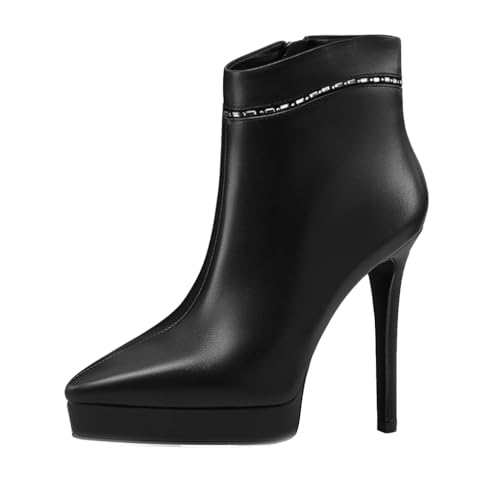 aanieshoeya Stiefeletten Damen Leder Stiefel Elegant Ankle Boots Women Komfort Absatz High Heels Plateau Schwarz 40CN 39EU 25cm aanieshoeya Stiefeletten Damen Leder Stiefel Elegant Ankle Boots Women Komfort Absatz High Heels Plateau Schwarz 40CN 39EU 25cm von aanieshoeya