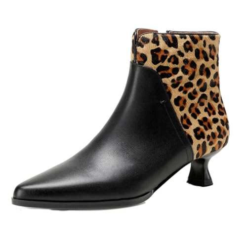 aanieshoeya Stiefeletten Damen Stiefel Leoprint Leder Elegant Ankle Boots for Women Absatz Kitten Heels Schwarz 36CN 36EU 23cm aanieshoeya Stiefeletten Damen Stiefel Leoprint Leder Elegant Ankle Boots for Women Absatz Kitten Heels Schwarz 36CN 36EU 23cm von aanieshoeya