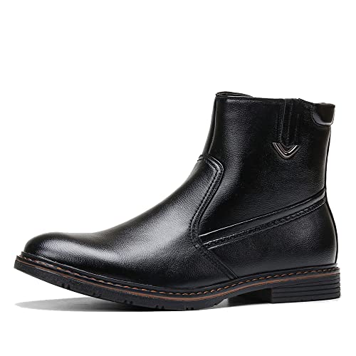 aanieshoeya Stiefeletten Herren Warm Gefüttert Ankle Boots Absatz Blockabsatz Winter Schwarz 41EU von aanieshoeya