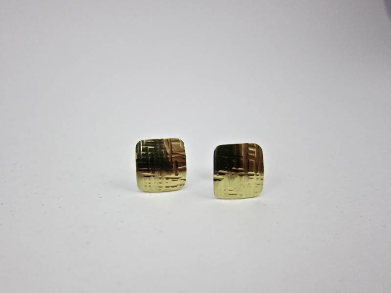 18K Gold Quadrat Ohrstecker Bi-Metall Ohrringe 18K Gold Quadrat Ohrstecker Bi-Metall Ohrringe von aatelierandrea