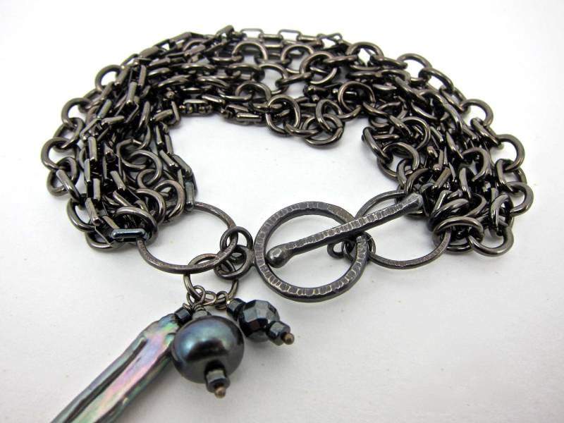 Armband Aus Gunmetall Süsswasserperle, Hämatit von aatelierandrea