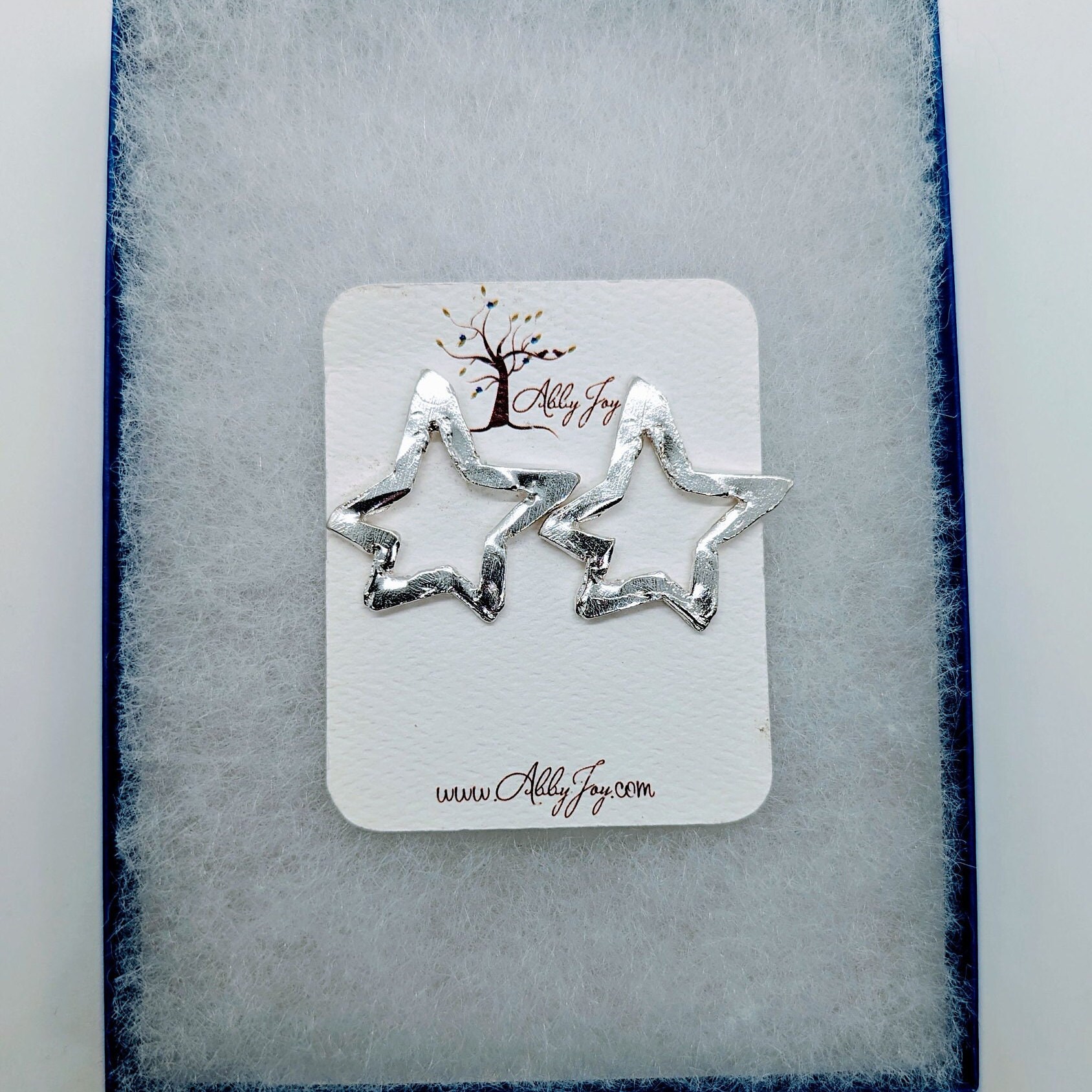 Sterling Silber Übergroße Stern Ohrringe, Wachsguss, Leichte Wachs Geschnitzte Offene Ohrstecker von abbyjoyjewelry